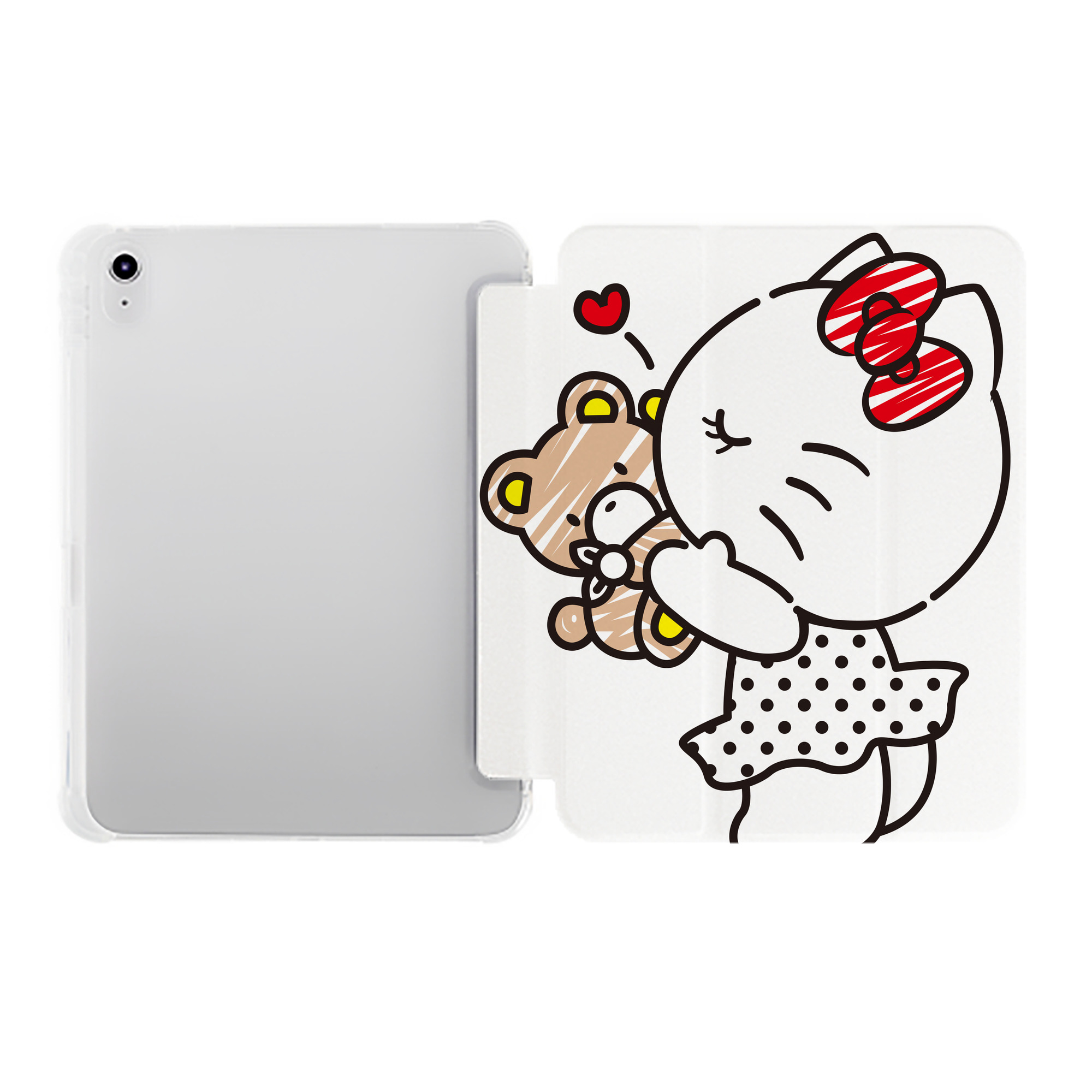 （画像用） Hello Kitty ハローキティ IPad ケース ペン収納付き 三つ折りスタンド PUレザー×シリコン 対応機種9.5/10.5/10.9インチ